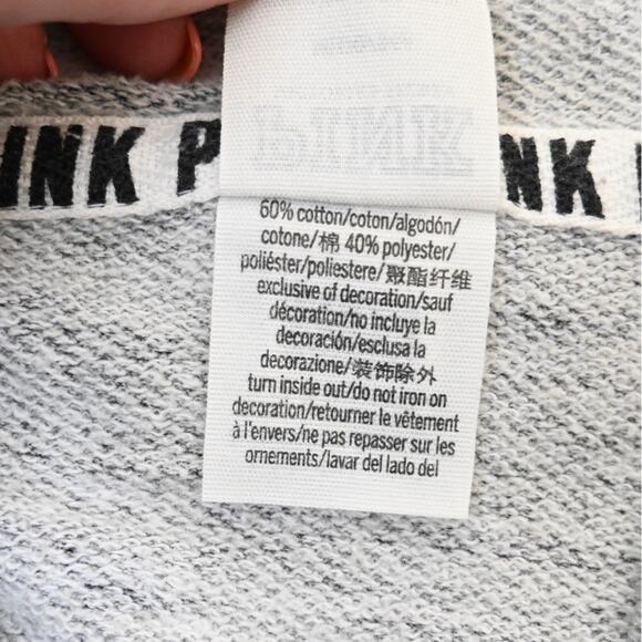 PINK Victoria's Secret Women's M Gray Sequined Zip Front Hoodie Jacket - Picture 8 of 8